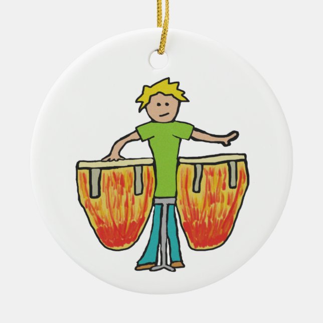 Conga Drums Ceramic Ornament (Front)