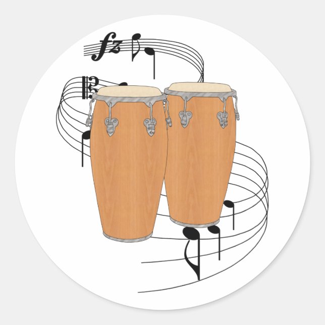 Conga Drums Classic Round Sticker (Front)