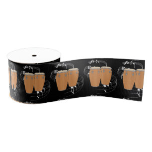Conga Drums Ribbon - Dark Grosgrain Ribbon
