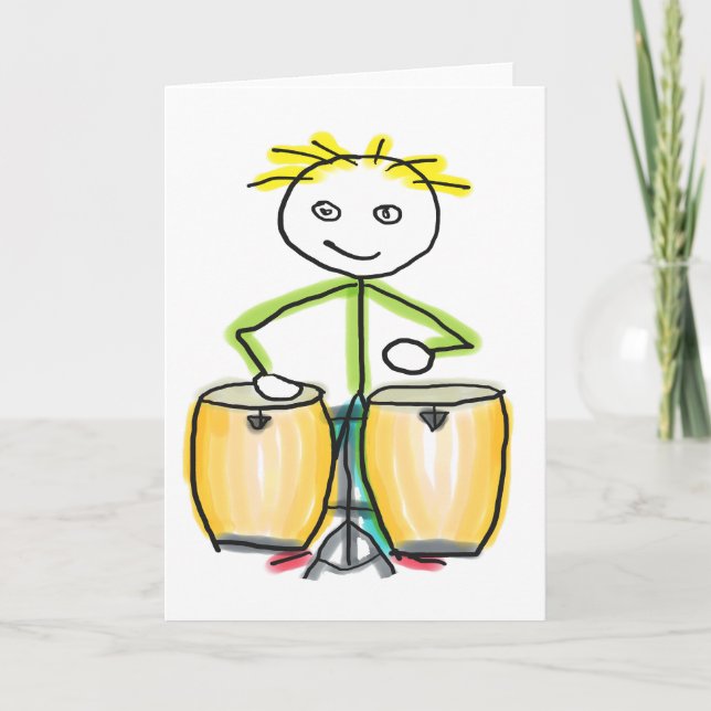 Conga Playing Stickman Card (Front)