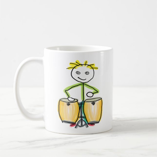 Conga Playing Stickman Coffee Mug (Left)