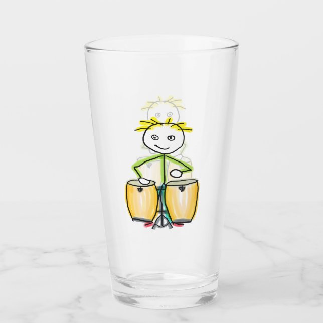 Conga Playing Stickman Glass (Front)