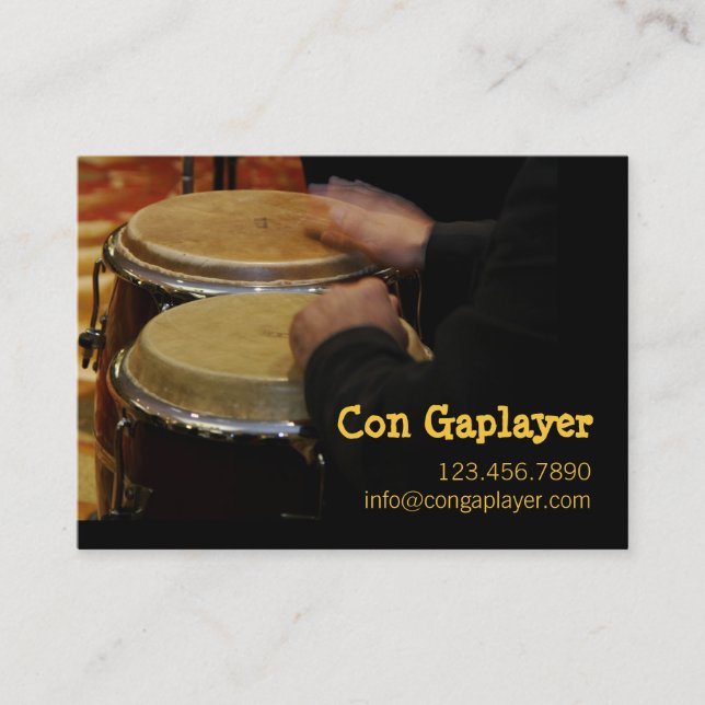 congaplayer's hands on instrument business card (Front)