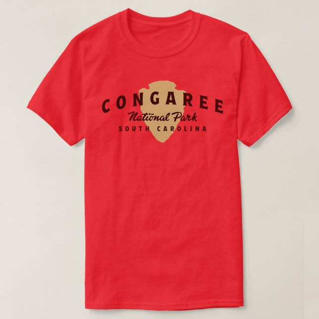 Congaree National Park Arched Text Brown T-Shirt (Design Front)