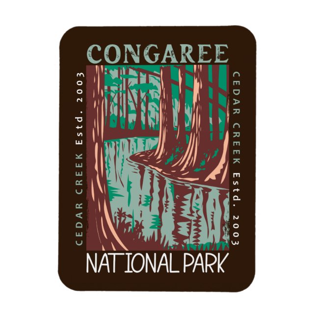 Congaree National Park Cedar Creek Vintage  Magnet (Vertical)