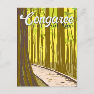 Congaree National Park Illustration Travel Vintage Postcard