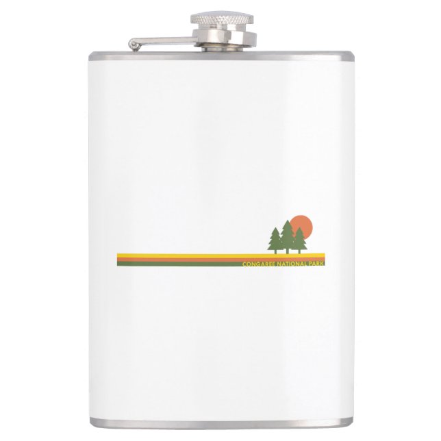 Congaree National Park Pine Trees Sun Hip Flask (Front)