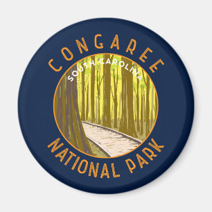 Congaree National Park Retro Distressed Circle Magnet