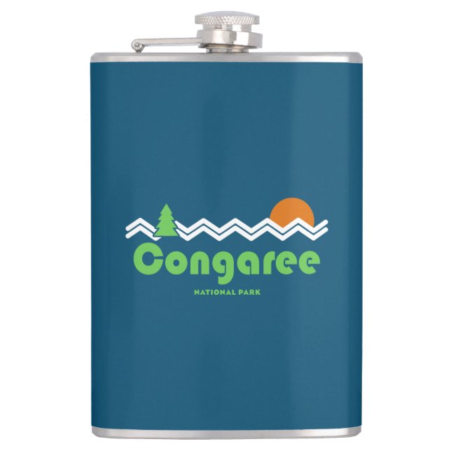 Congaree National Park Retro Hip Flask (Front)