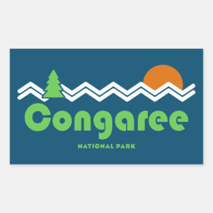 Congaree National Park Retro Rectangular Sticker