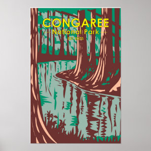Congaree National Park South Carolina Vintage Post Poster