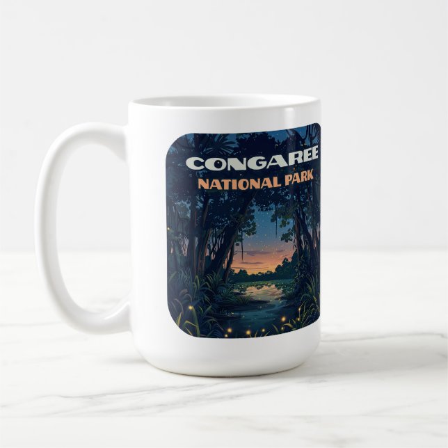 Congaree National Park Swamp South Carolina Retro Coffee Mug (Left)