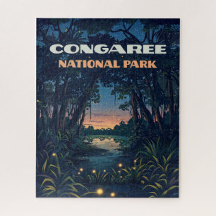 Congaree National Park Swamp South Carolina Retro Jigsaw Puzzle