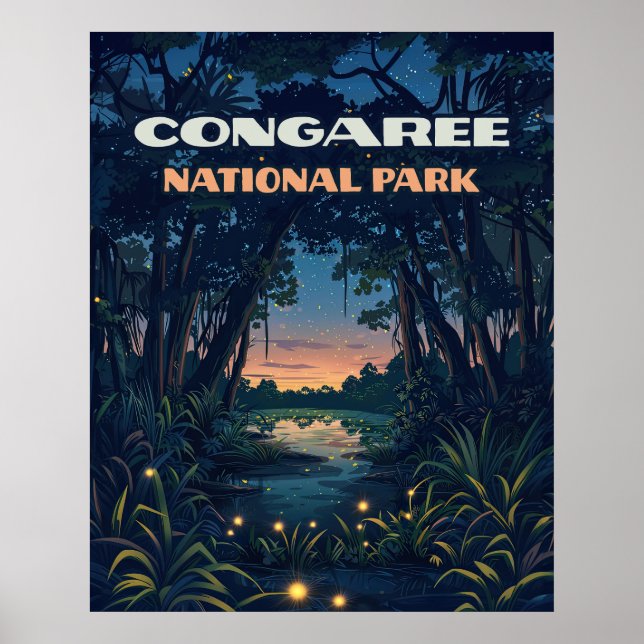 Congaree National Park Swamp South Carolina Retro Poster (Front)