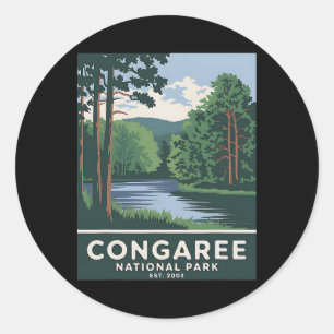 Congaree National Park Vintage Camping Hiking Men  Classic Round Sticker