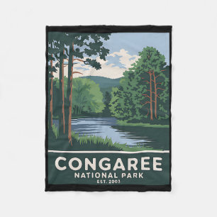 Congaree National Park Vintage Camping Hiking Men Fleece Blanket