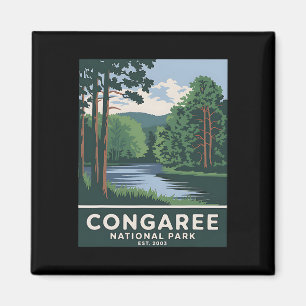 Congaree National Park Vintage Camping Hiking Men Magnet