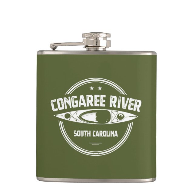 Congaree River South Carolina Kayaking Hip Flask (Front)
