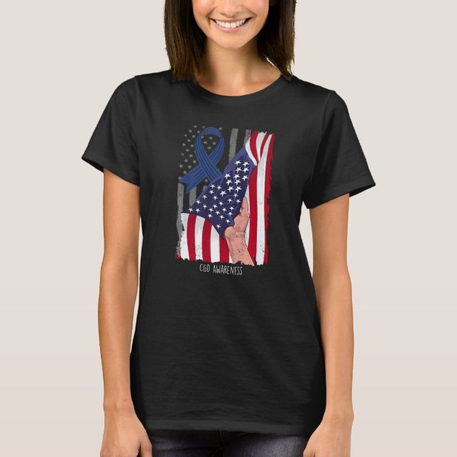 Congenital and Genetic Diseases American Flag Blue T-Shirt (Front)
