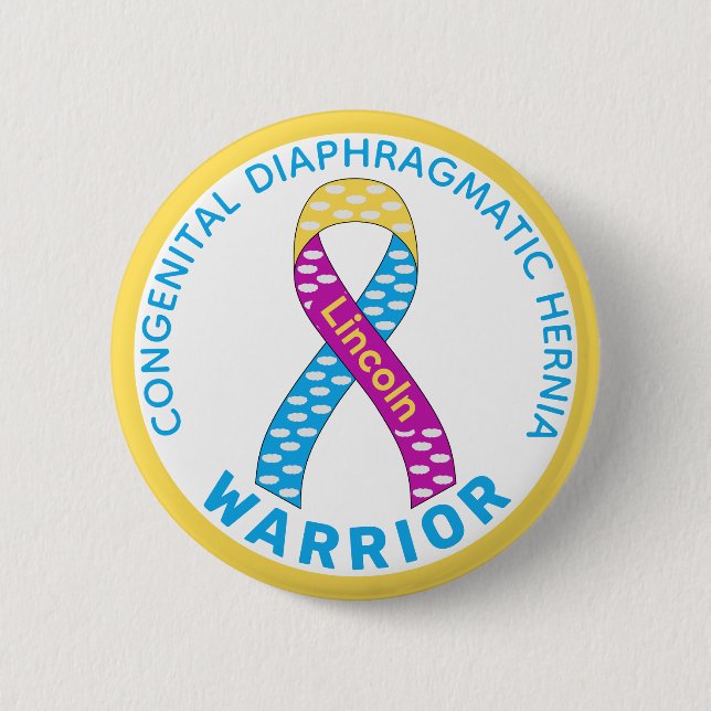 Congenital Diaphragmatic Hernia Warrior White  6 Cm Round Badge (Front)