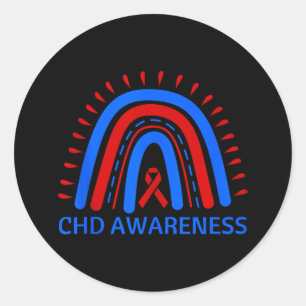 Congenital Heart Defect Awareness Rainbow Red &amp Classic Round Sticker