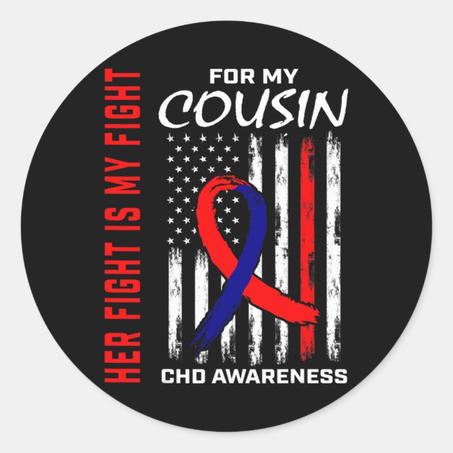 Congenital Heart Defect Chd Awareness Cousin Ameri Classic Round Sticker (Front)