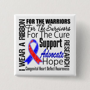 Congenital Heart Defect CHD I Wear a Ribbon 15 Cm Square Badge