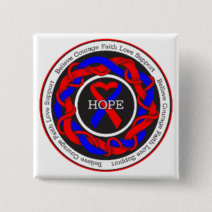Congenital Heart Defects Hope Intertwined Ribbon 15 Cm Square Badge