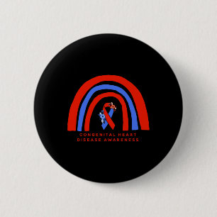 Congenital Heart Disease Awareness Red Blue Ribbon 6 Cm Round Badge