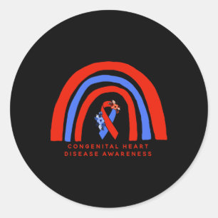 Congenital Heart Disease Awareness Red Blue Ribbon Classic Round Sticker
