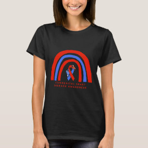 Congenital Heart Disease Awareness Red Blue Ribbon T-Shirt