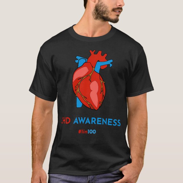 Congenital Heart Disease Defect CHD Awareness 1 in T-Shirt (Front)