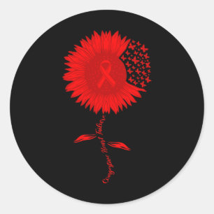 Congestive Heart Failure Warrior Sunflower Heart D Classic Round Sticker