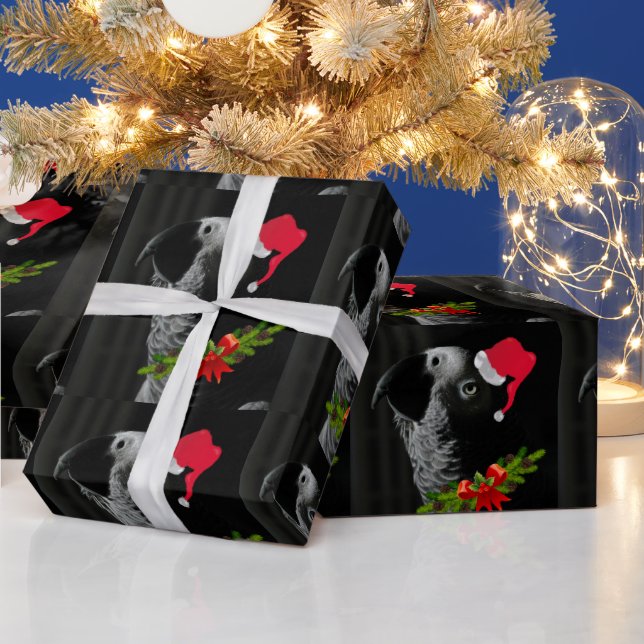 Congo African Grey Christmas Wrapping Paper (Holidays)