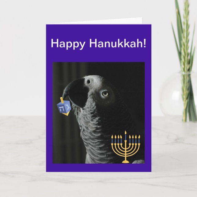 Congo African Grey Hanukkah Holiday Card (Front)