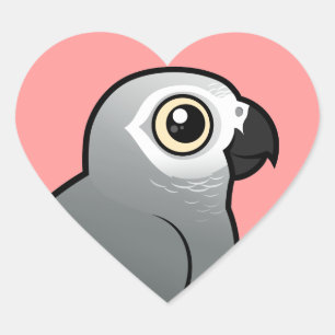 Congo African Grey Heart Sticker