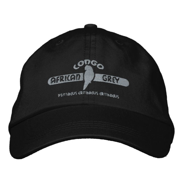 Congo African Grey Parrot Dark Embroidered Hat (Front)