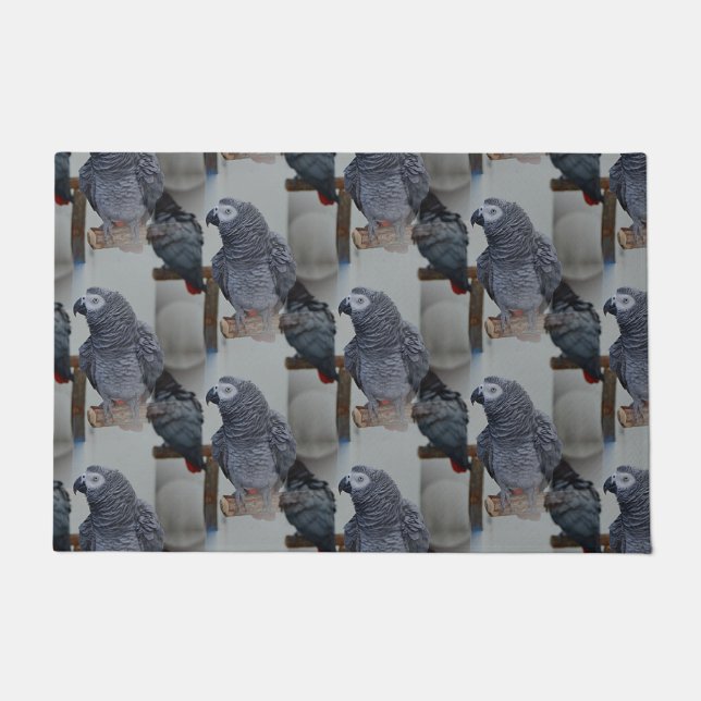 Congo African Grey Parrot in Mirror Doormat (Front)