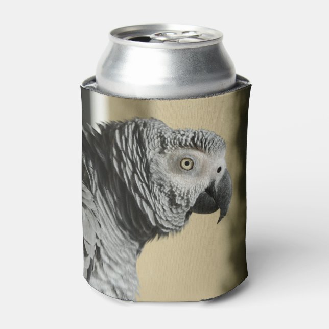 Congo African Grey Parrot with Ruffled Feathers Can Cooler (Can Front)