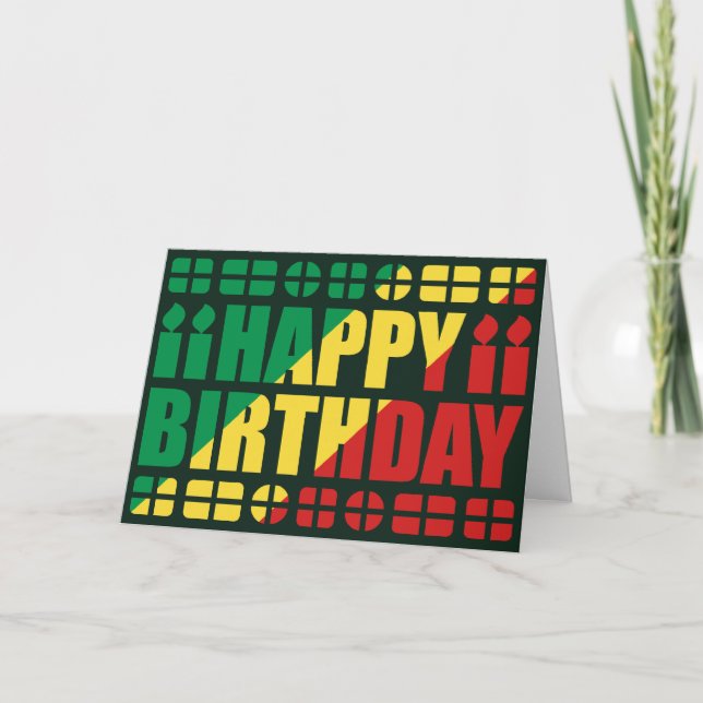 Congo-Brazzaville Flag Birthday Card (Front)