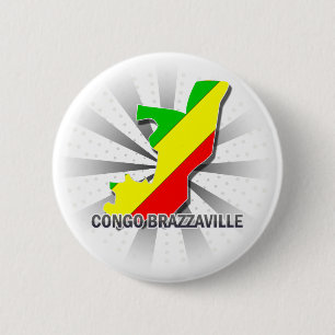 Congo Brazzaville Flag Map 2.0 6 Cm Round Badge