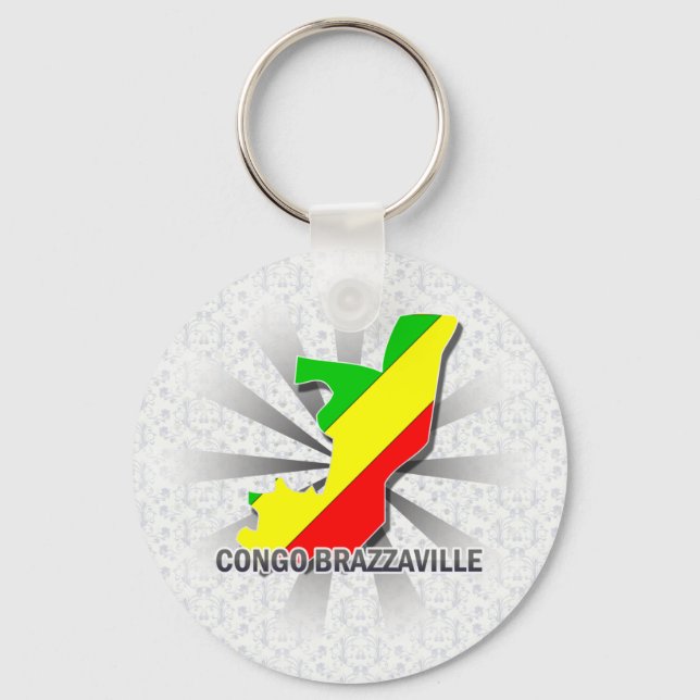 Congo Brazzaville Flag Map 2.0 Key Ring (Front)
