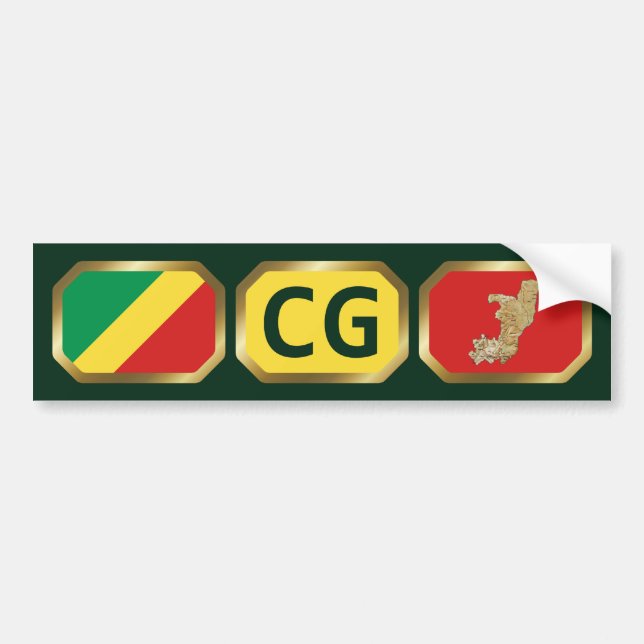 Congo-Brazzaville Flag Map Code Bumper Sticker (Front)
