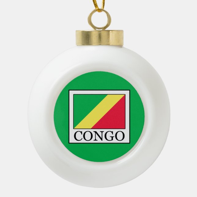Congo Ceramic Ball Christmas Ornament (Front)