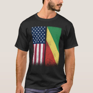 Congo Congolese American Flags Proud USA Congo T-Shirt