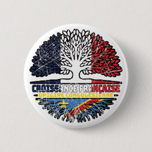 Congo Congolese French France Tree Roots Flag 6 Cm Round Badge