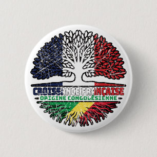 Congo Congolese French France Tree Roots Flag 6 Cm Round Badge