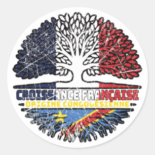 Congo Congolese French France Tree Roots Flag Classic Round Sticker