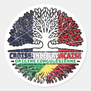 Congo Congolese French France Tree Roots Flag Classic Round Sticker