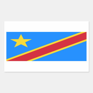 Congo/Congolese Kinshasa Flag. Democratic Republic Rectangular Sticker